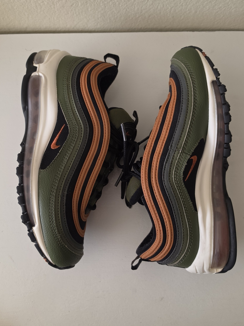 Nike Men's Olive Green and Tan Air Max 97 Sneakers
